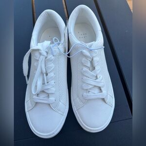 A New Day White Faux Leather Sneakers Shoes Size 7